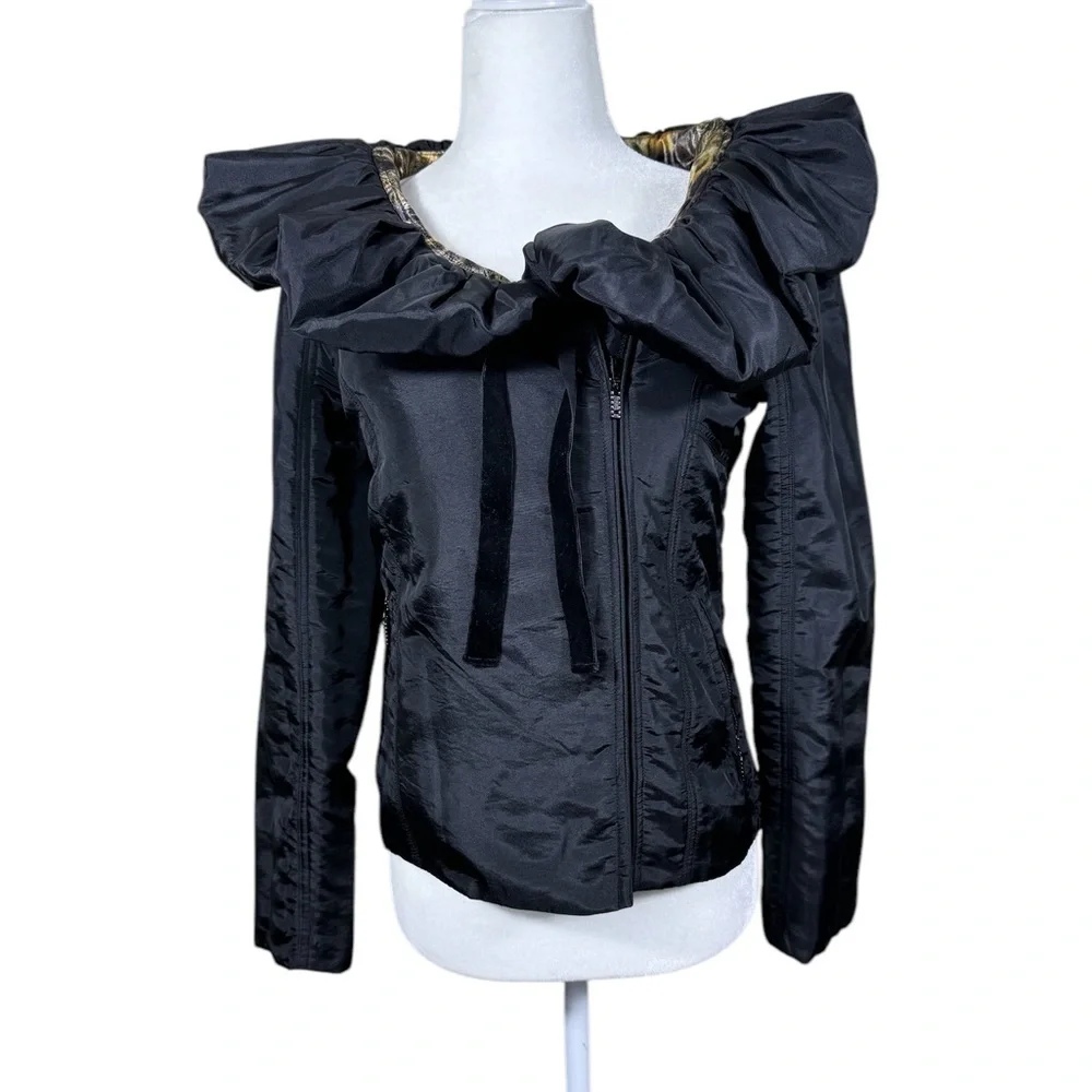 Vintage LINDI Glam Reversible Jacket, Coffee/Leopard Print Women's XS